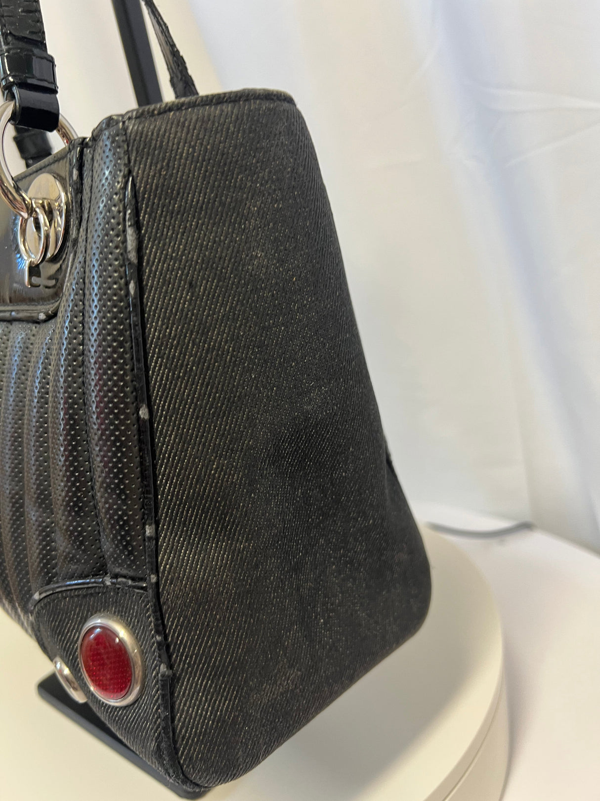 Christian Dior Cadillac Leather Tote Bag Black Galliano Era c. 2003–2004