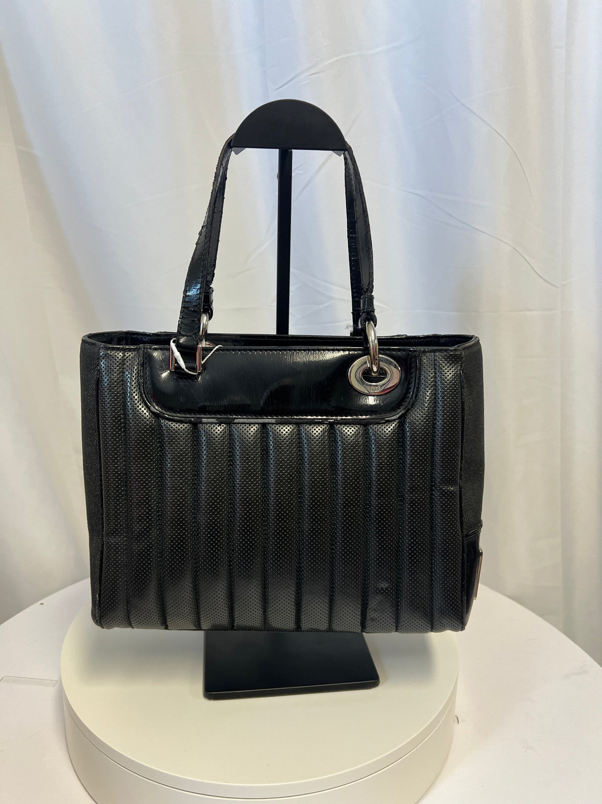 Christian Dior Cadillac Leather Tote Bag Black Galliano Era c. 2003–2004