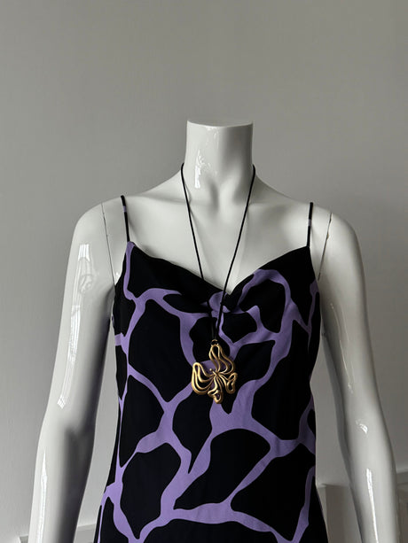 Gold Butterfly Pendant and Black Necklace