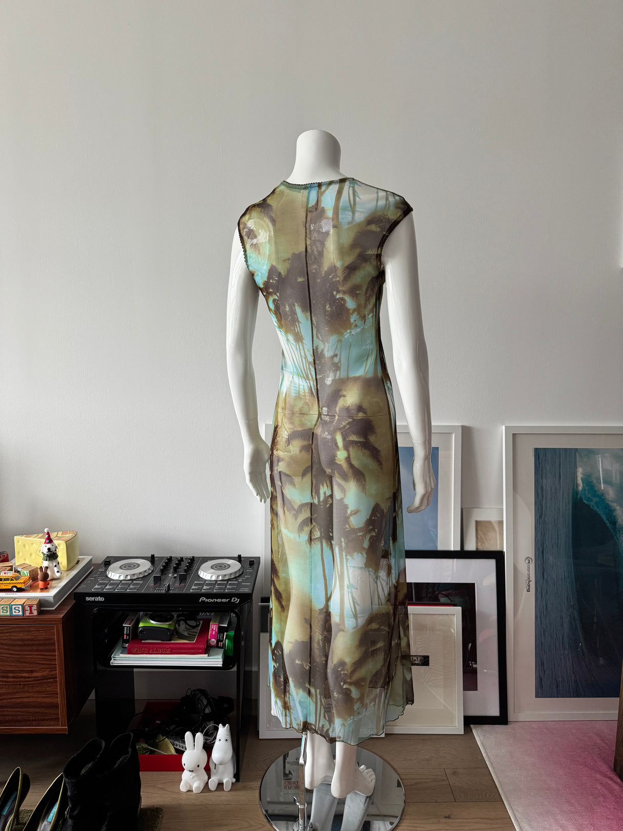 CALIFORNIA CONCEPTS Mesh Palm Tree Print Maxi Dress