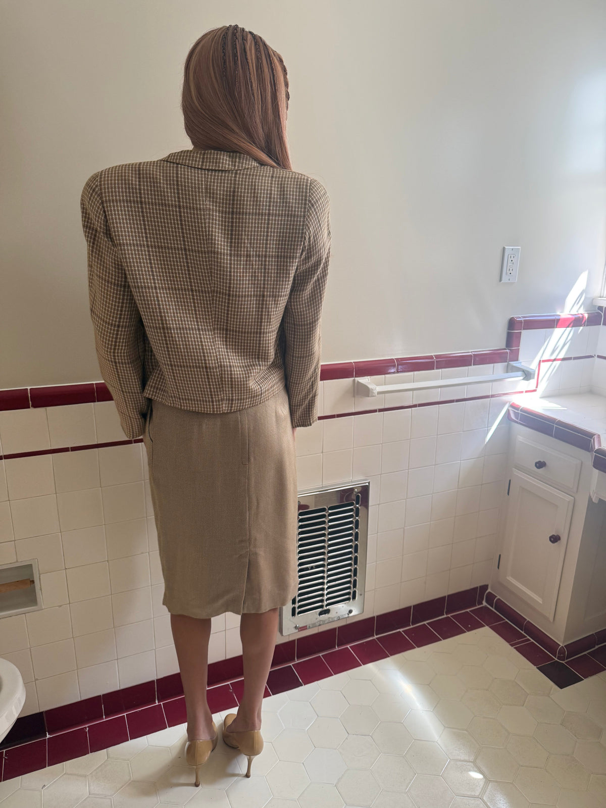 1980's Neiman Marcus Beige Skirt Suit