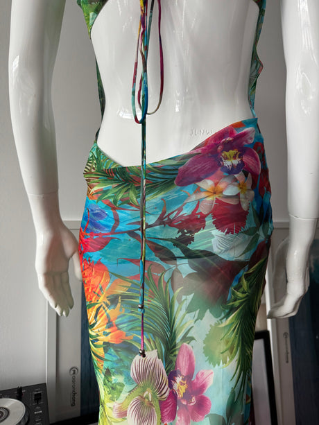 VICTORIA'S SECRET Tropical Flower Print Mesh Maxi Dress