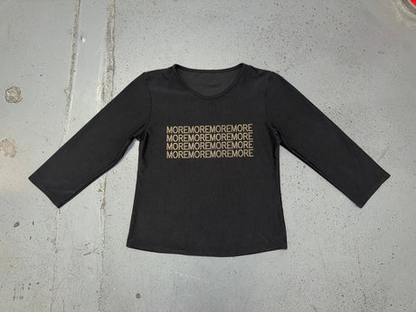 Black Long Sleeve Top with MORE MORE Gold Graphic