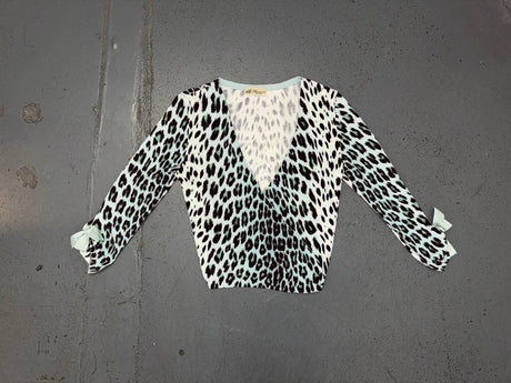 BLUMARINE Blue Leopard Print Wrap Sweater