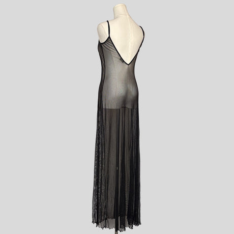 Sheer mesh floral lace trim gown