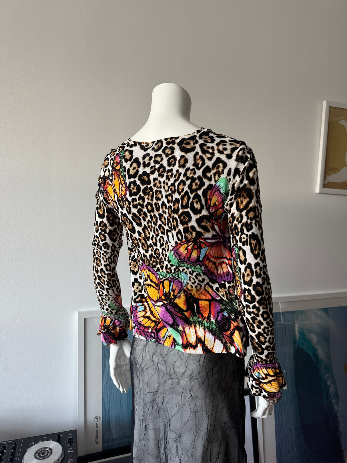 ALBERTO MAKALI Beaded Leopard Top and Cardigan Set