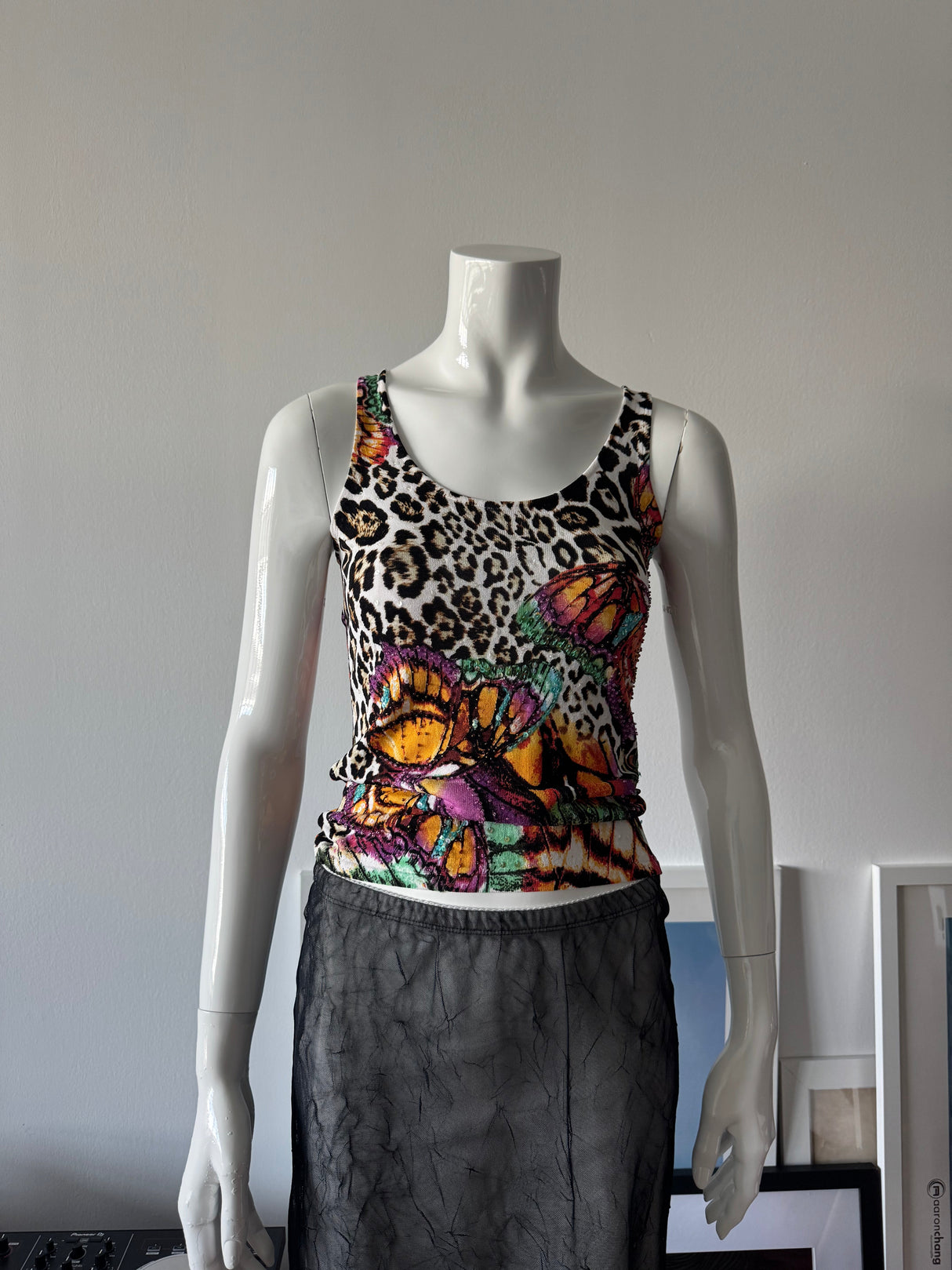 ALBERTO MAKALI Beaded Leopard Top and Cardigan Set
