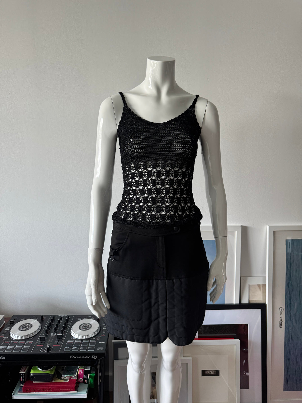 ANNA SUI Black Quilted Mini Skirt