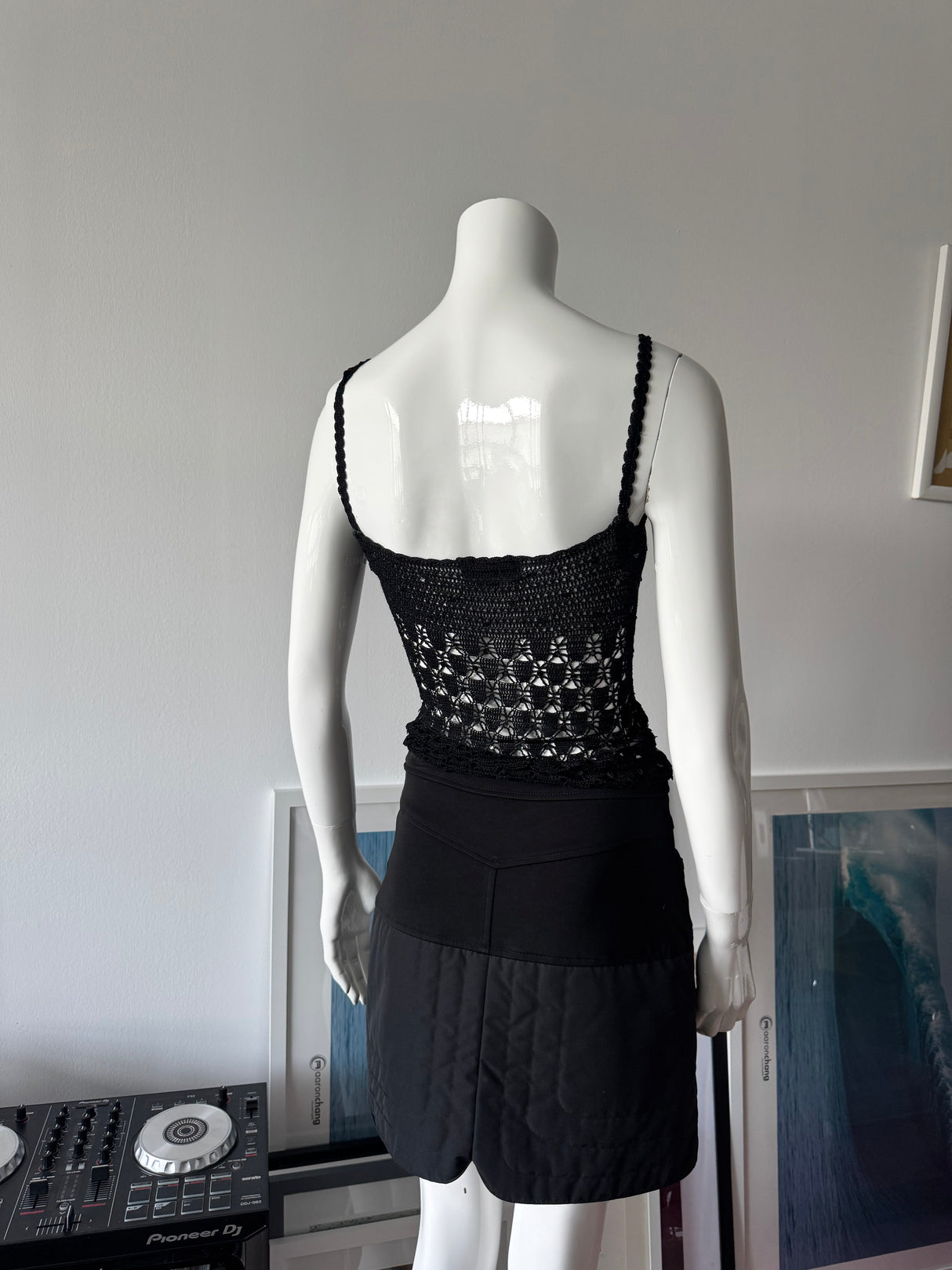 ANNA SUI Black Quilted Mini Skirt