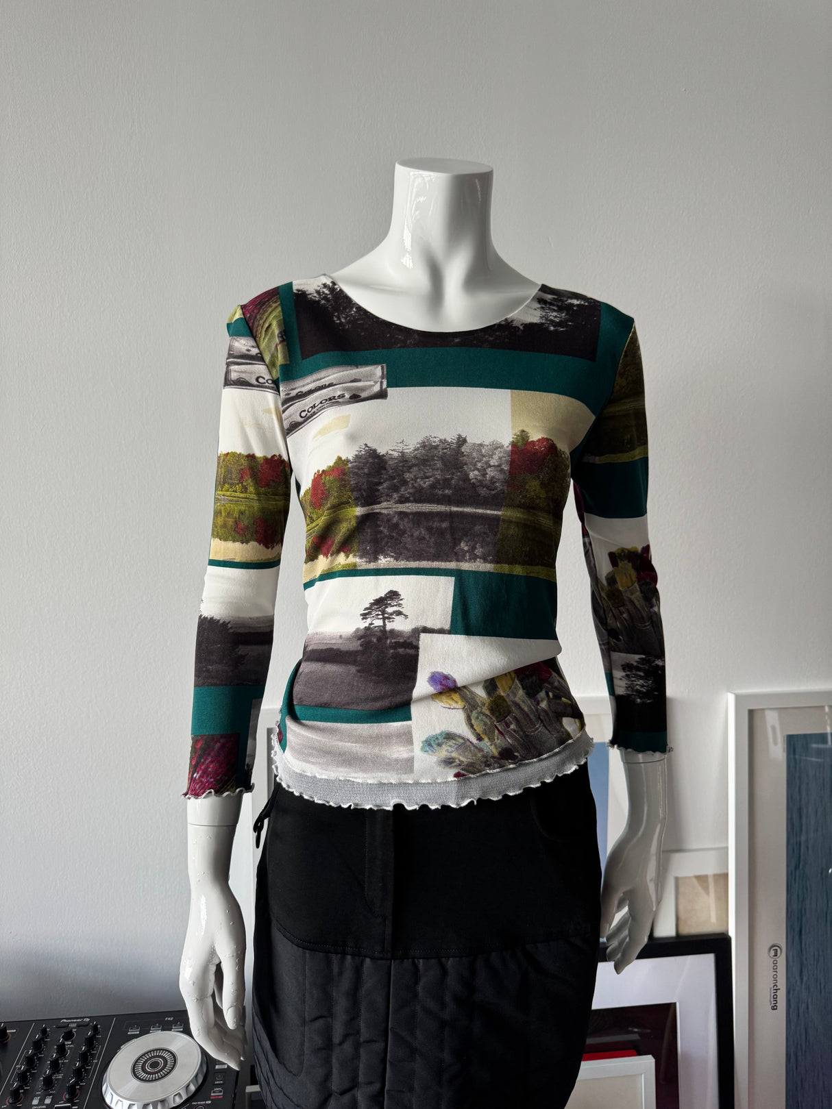SUZANA PARIS Printed Mesh Long Sleeve Top