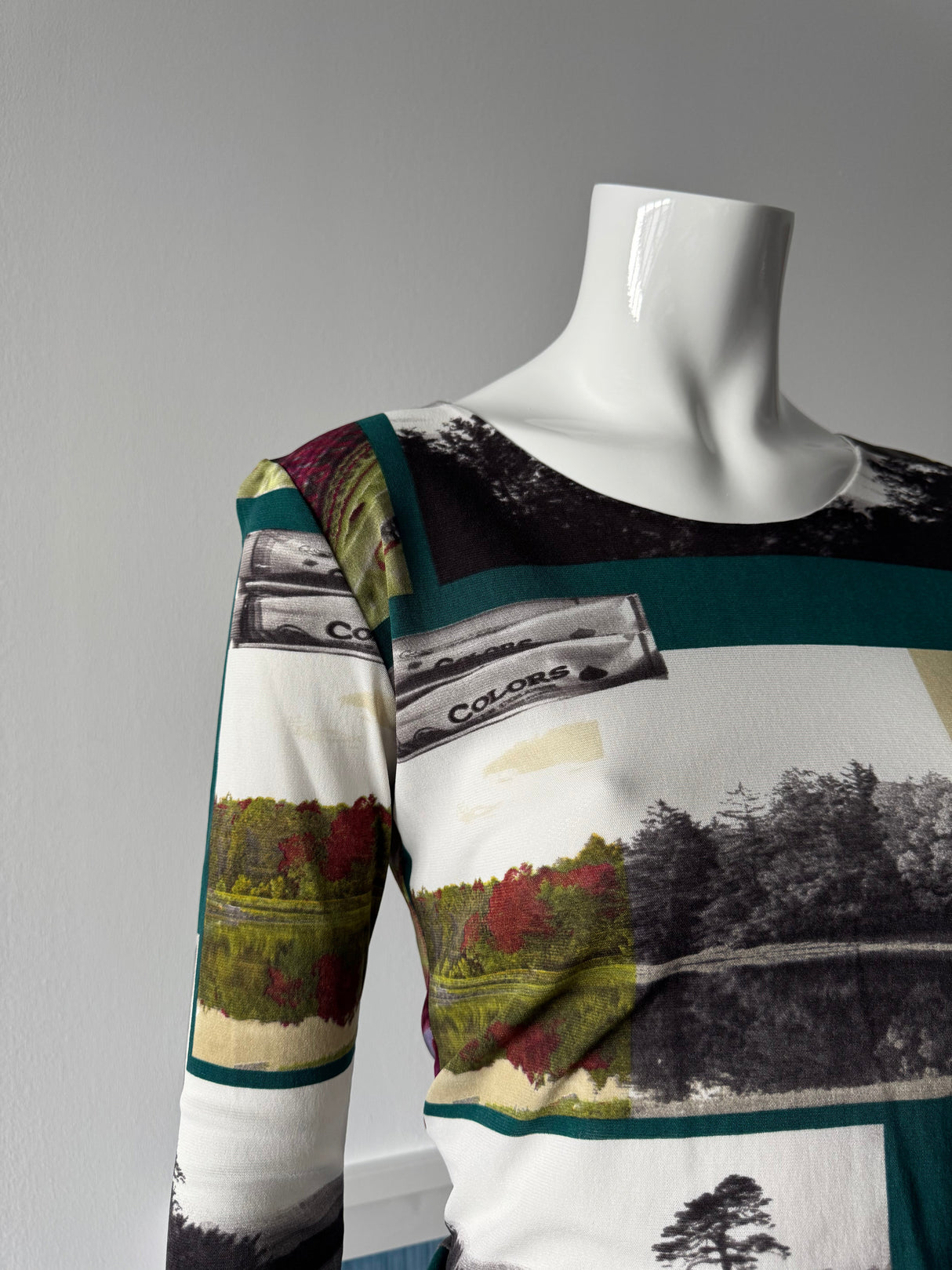 SUZANA PARIS Printed Mesh Long Sleeve Top