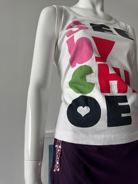 SEE BY CHLOE Multicolor Logo White Tank Top