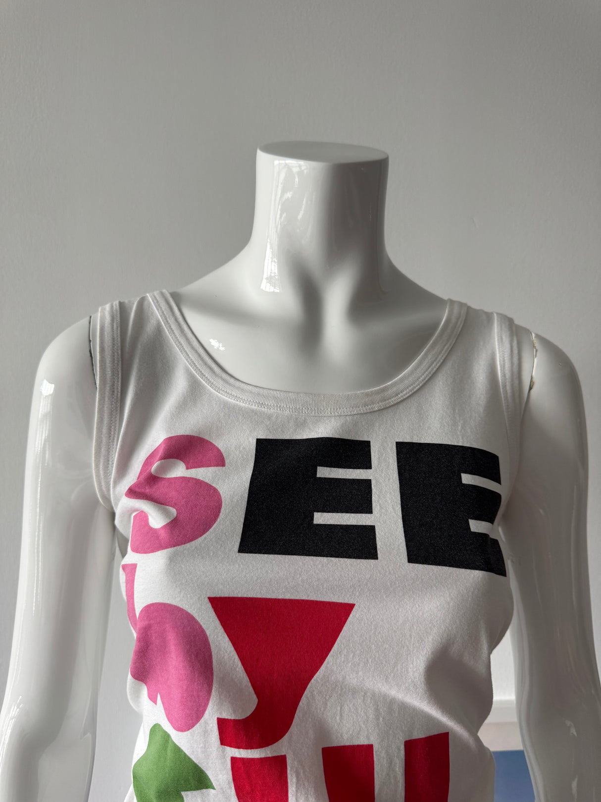 SEE BY CHLOE Multicolor Logo White Tank Top