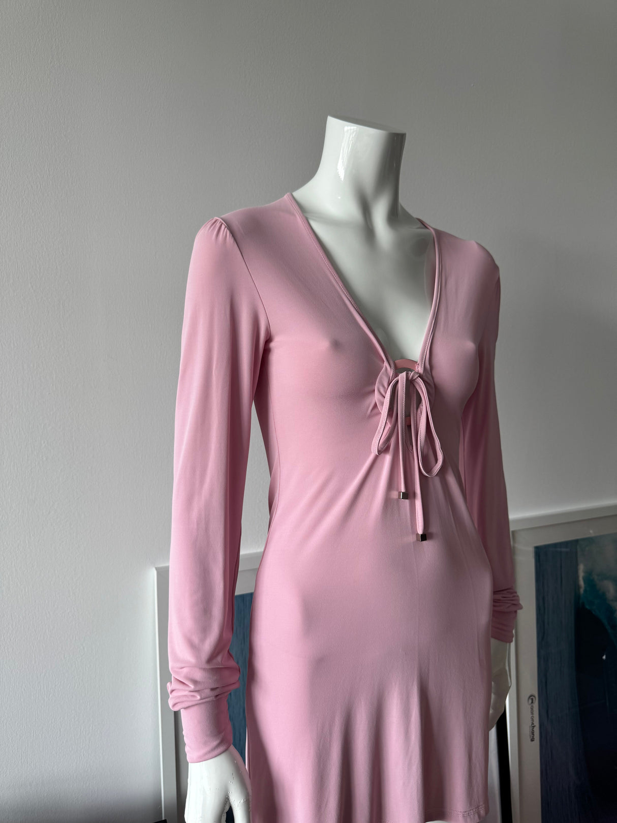 Light Pink O-Ring Long Sleeve Mini Dress