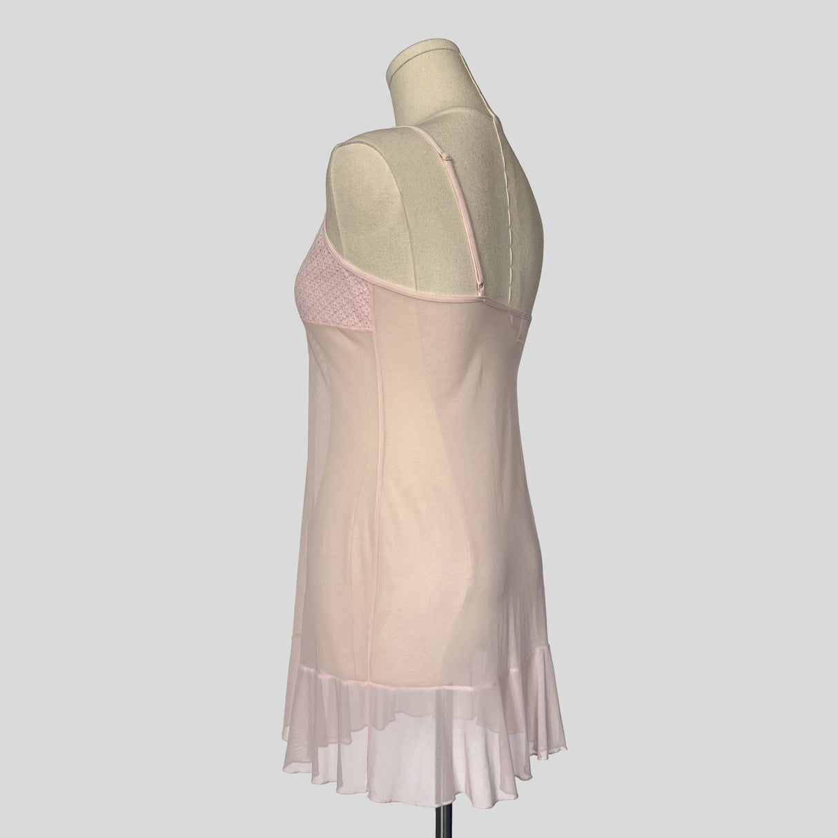 Textured bust ruffled slip dress in pink
