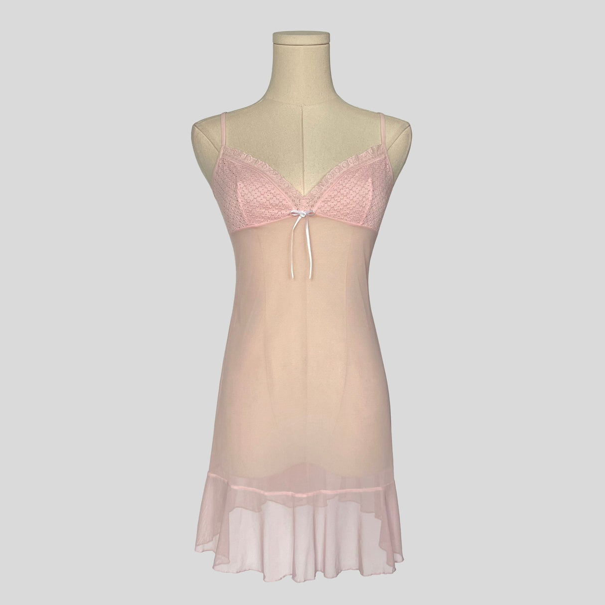Textured bust ruffled slip dress in pink