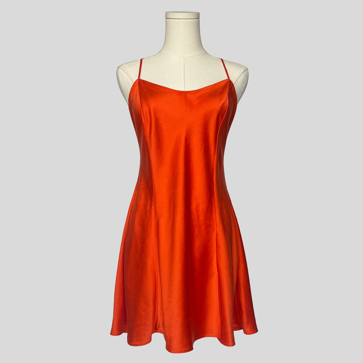 Silk slip dress in orange