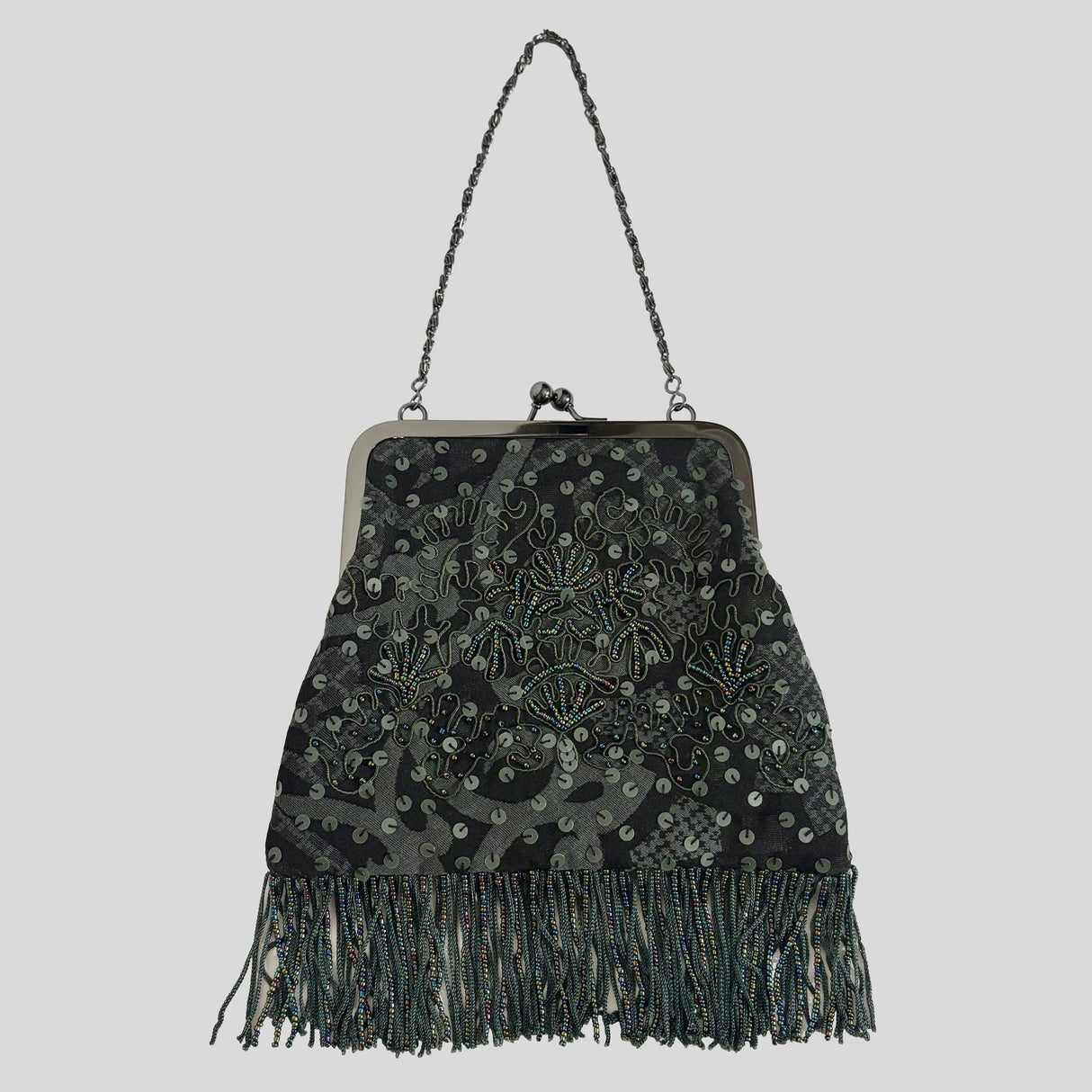 Paisley beaded fringe purse