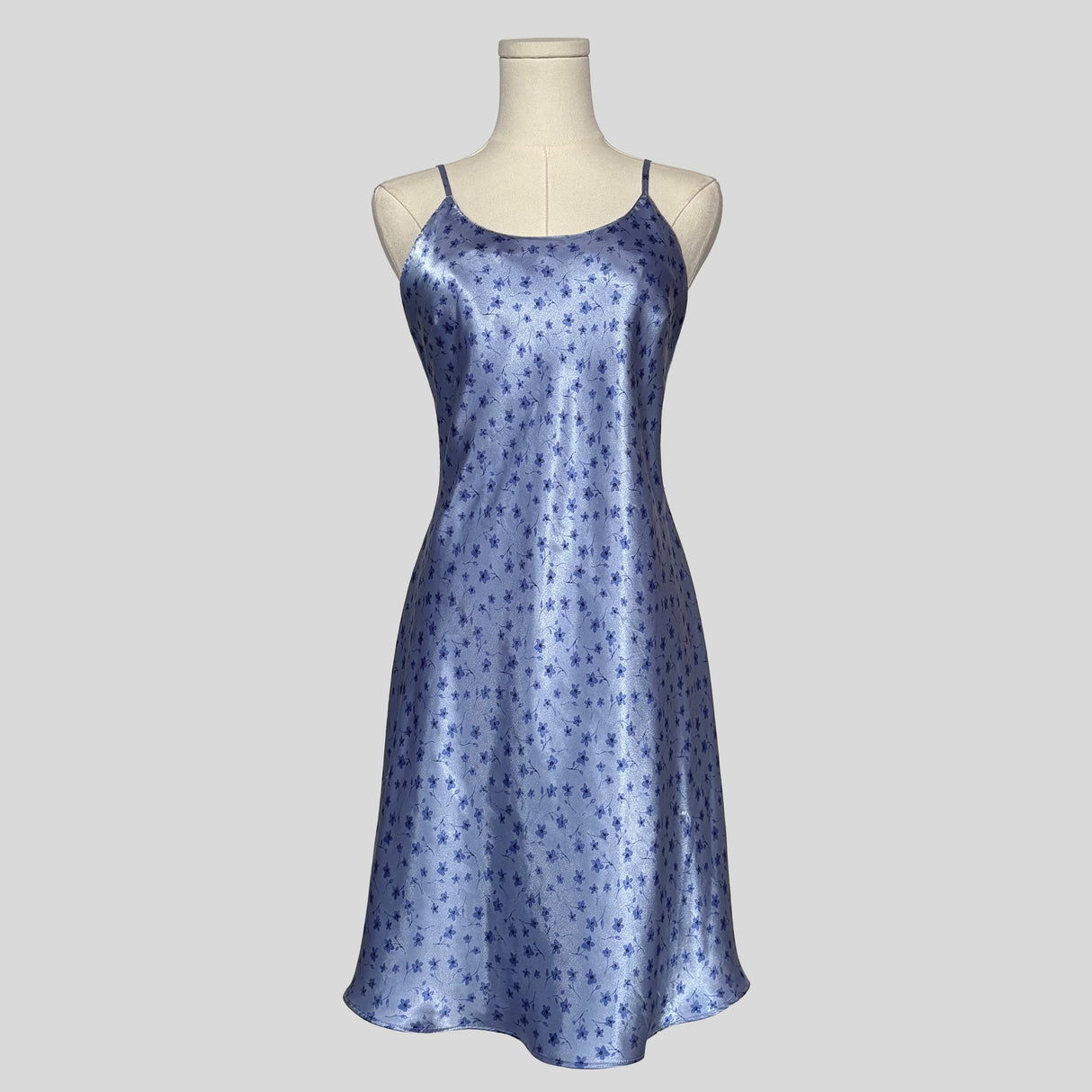 Floral lace up slip dress in blue