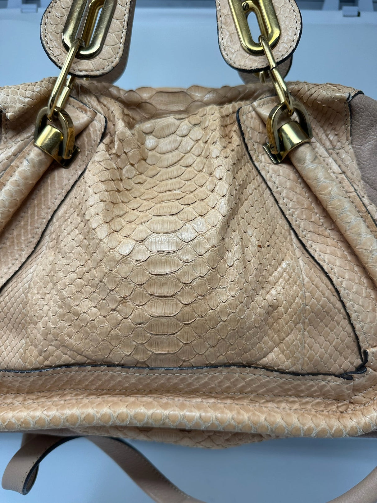 Chloe Paraty Beige Python with Shoulder Strap
