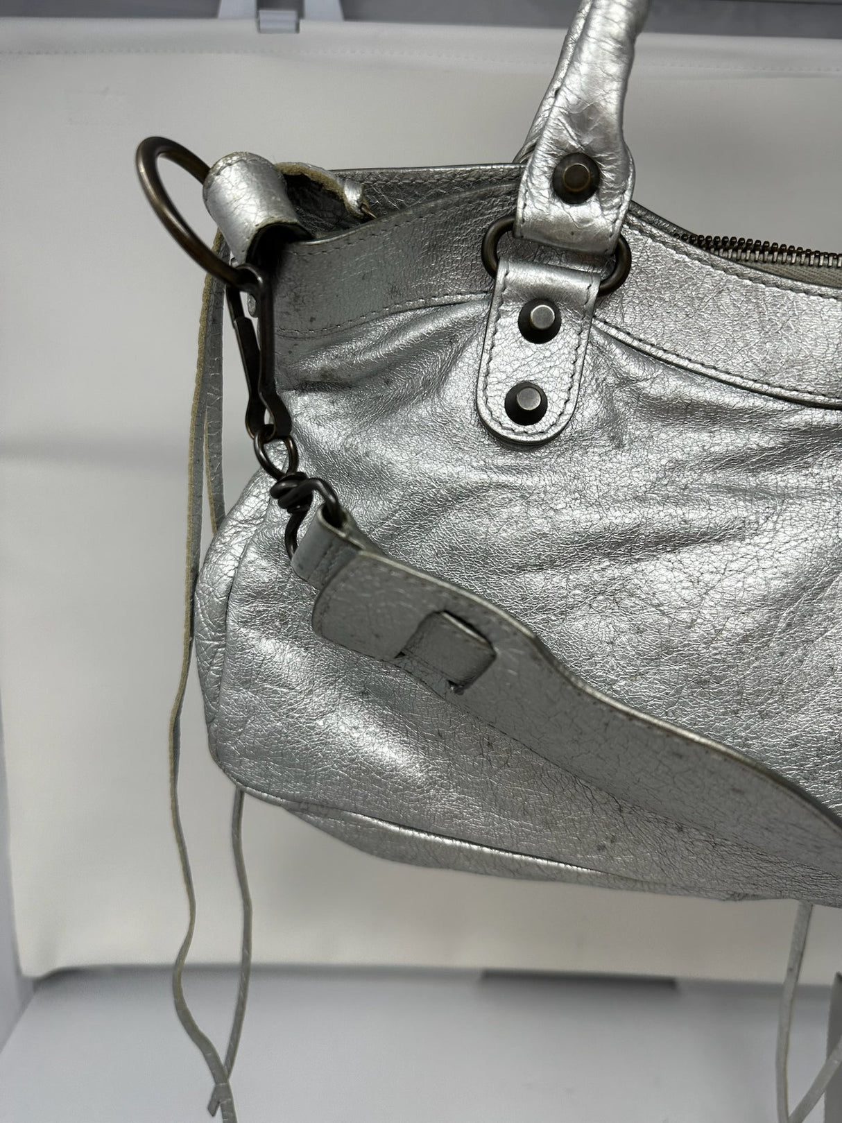 Balenciaga City Bag Silver with strap