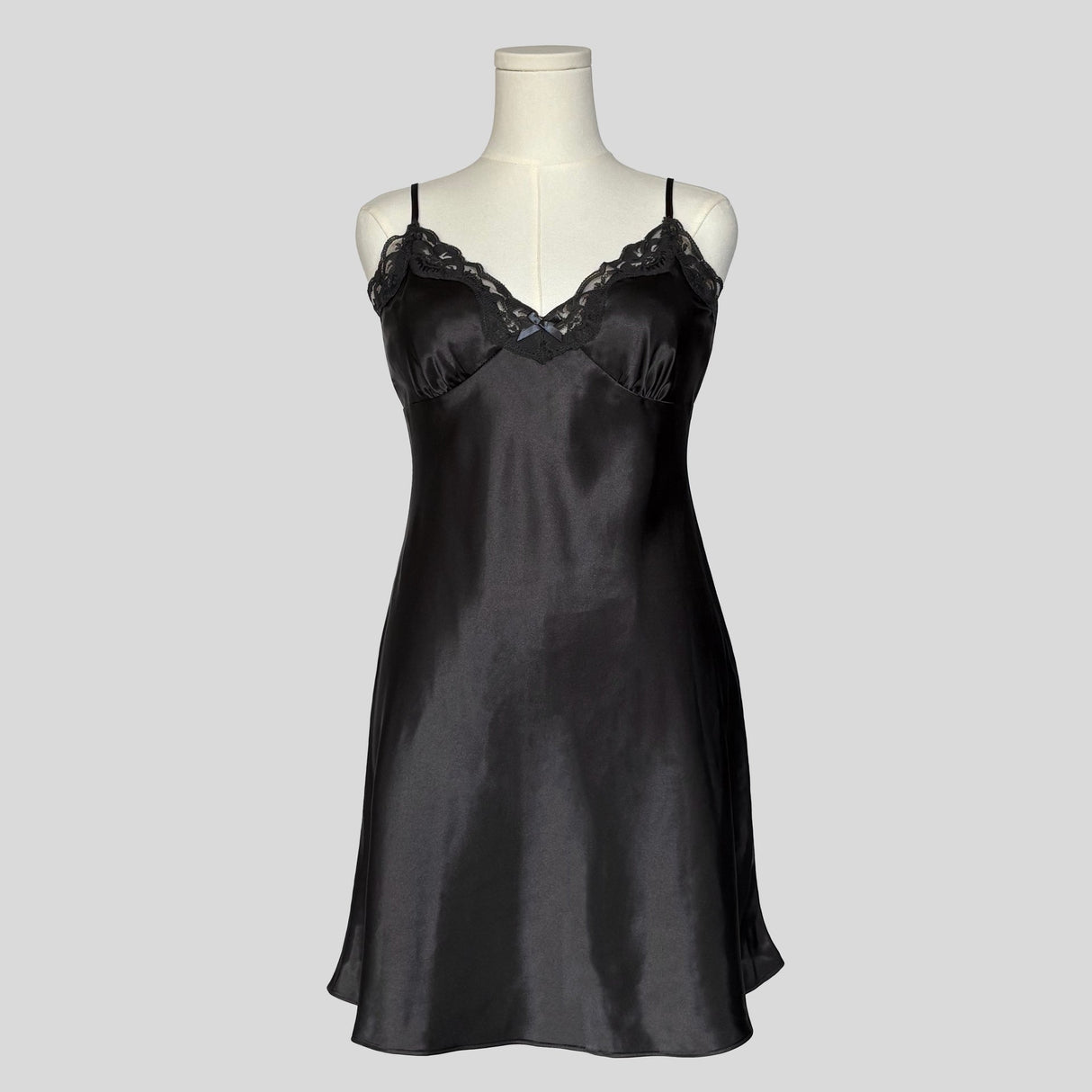 Silky lace trim slip dress