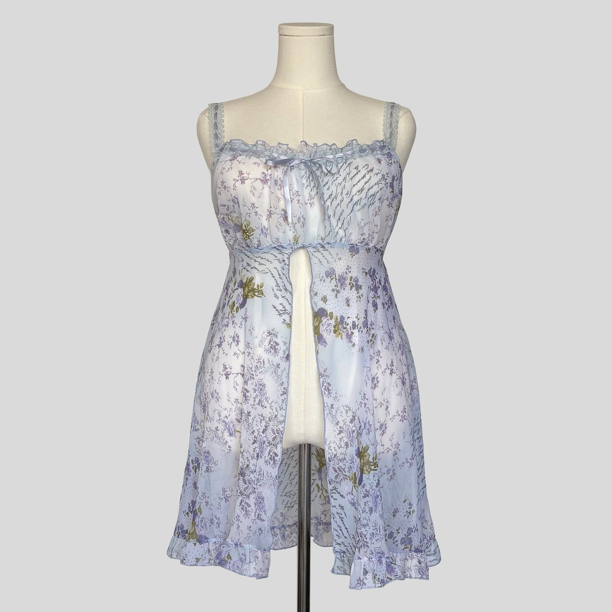 Love letters matching sheer robe and babydoll slip set