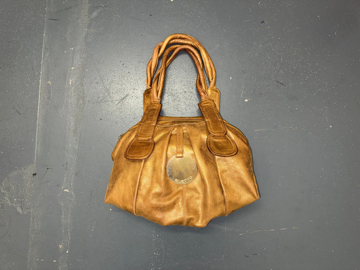 GUSTTO Bronze Metallic Leather Shoulder Bag