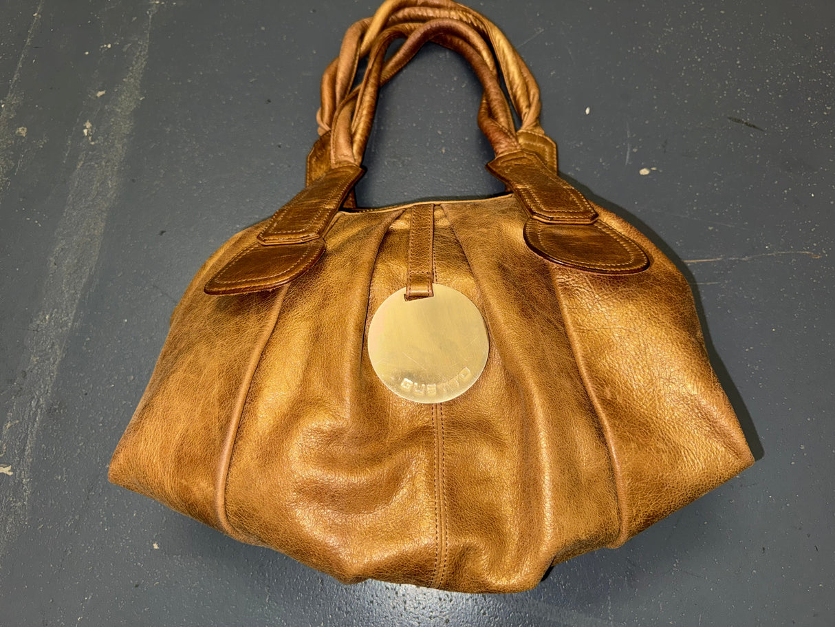 GUSTTO Bronze Metallic Leather Shoulder Bag