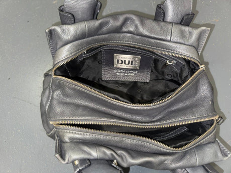 Dark Grey Leather Shoulder Bag