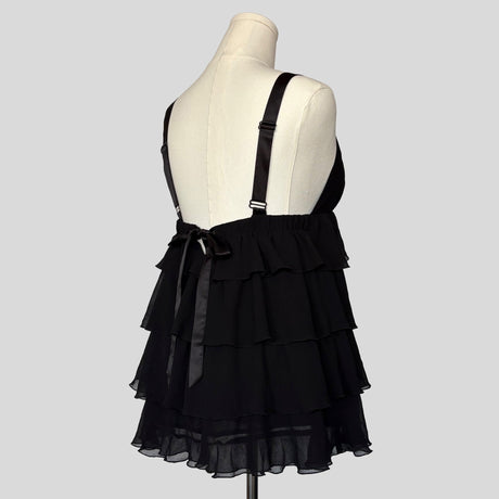 Ruffled plunging neckline mini dress