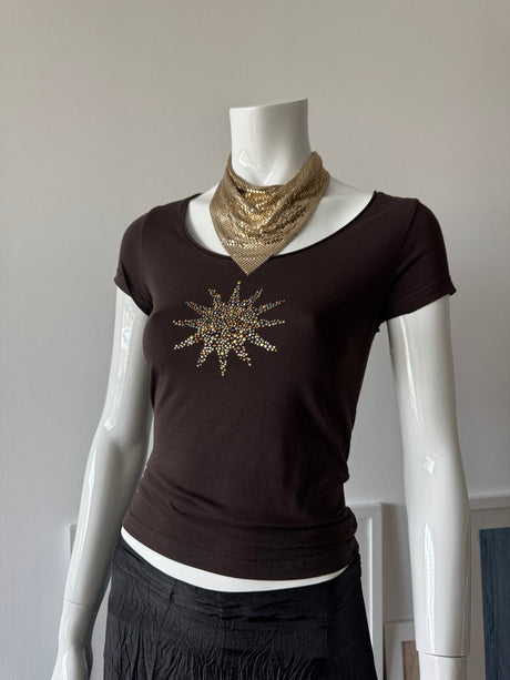 ESCADA SPORT Brown Studded Baby Tee