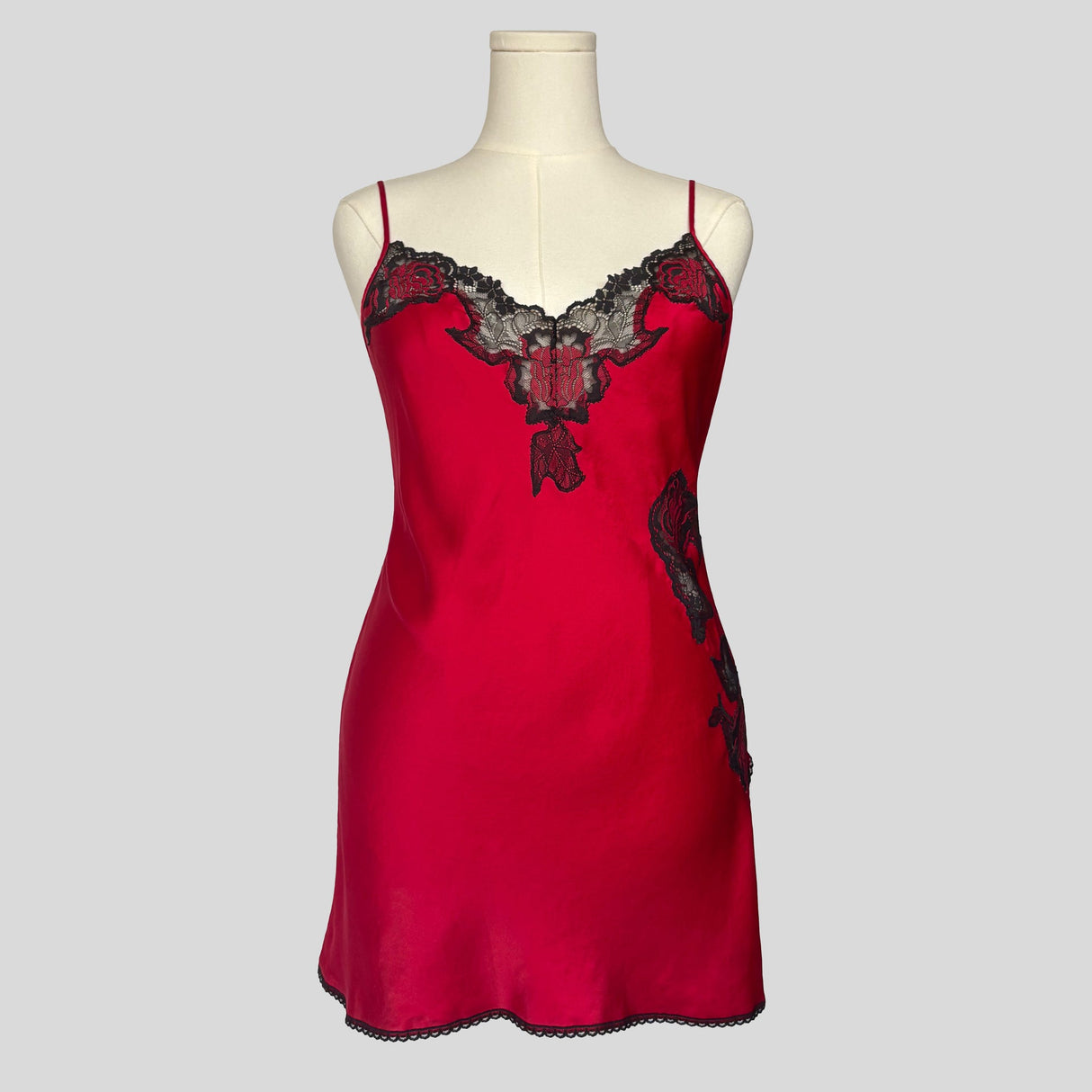 Sweetheart backless lace trim slip dress