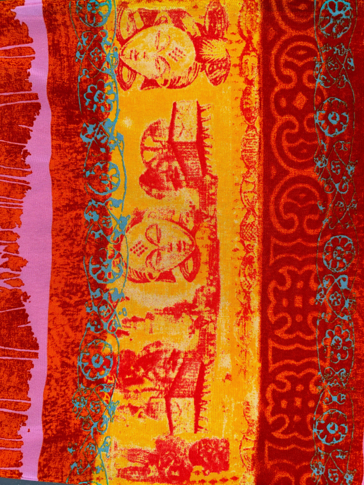 TESSUTO Orange and Pink Printed Midi Skirt