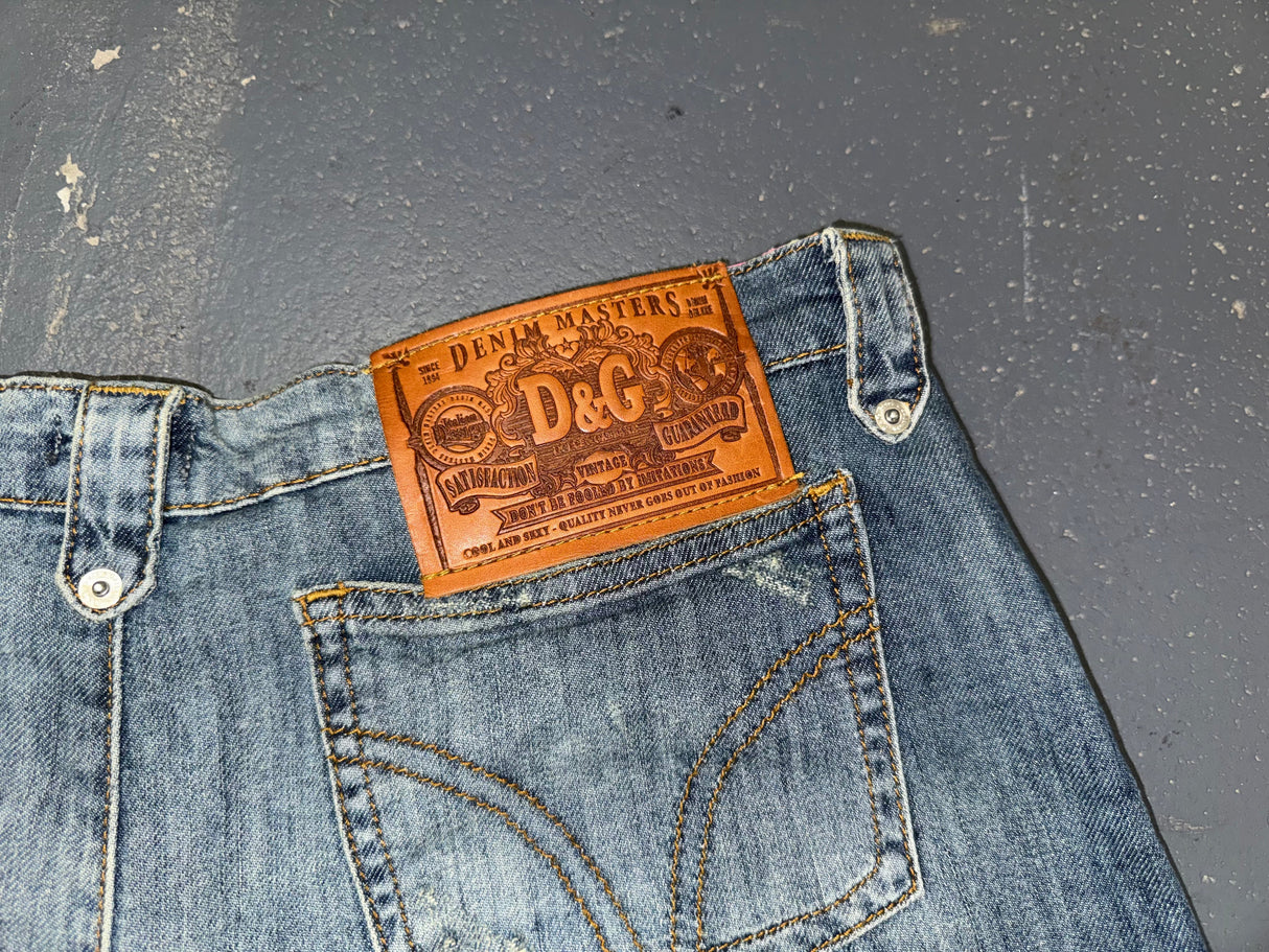 DOLCE & GABBANA Washed Denim Wide Leg Shorts
