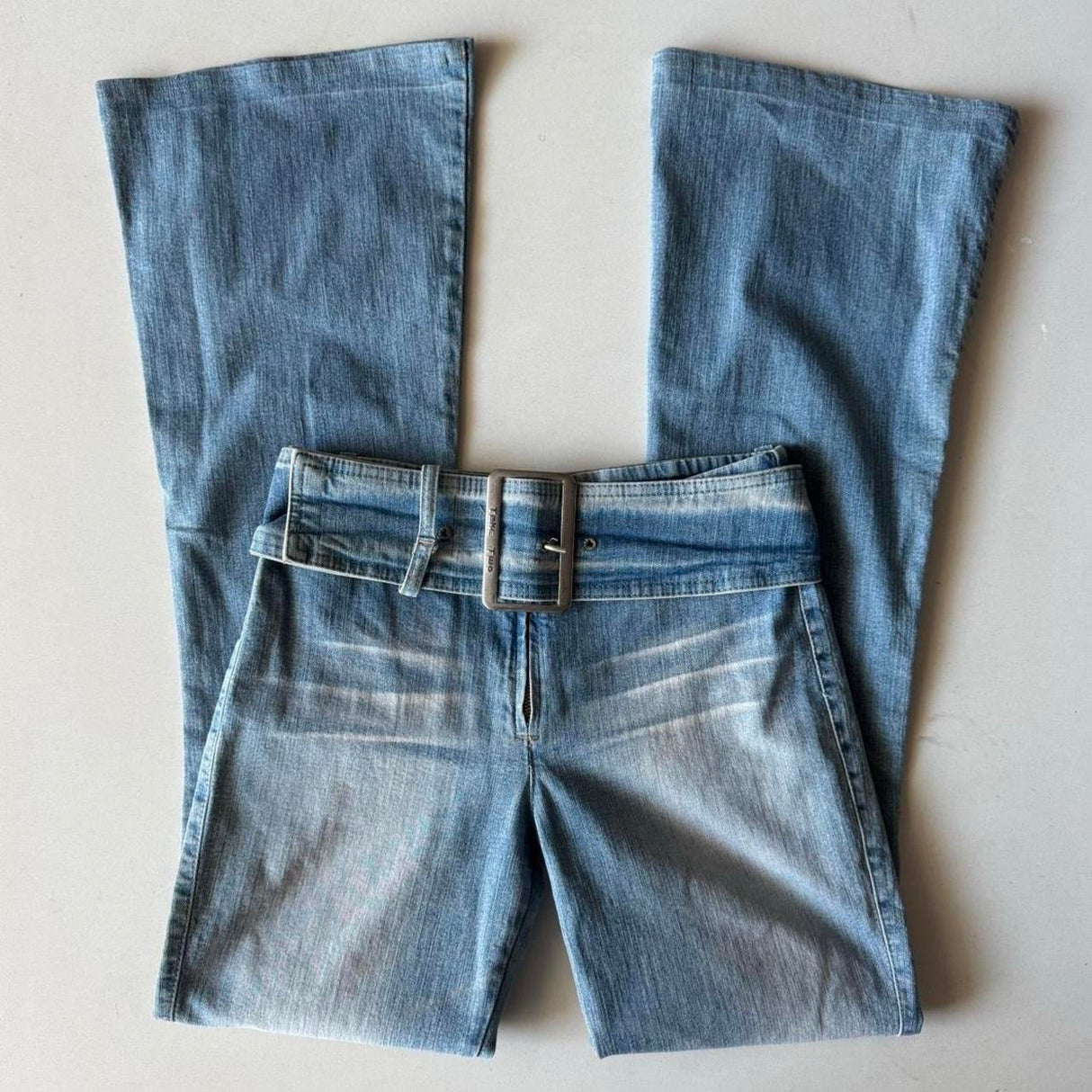 Italian Buckle Low Rise Flare Jeans