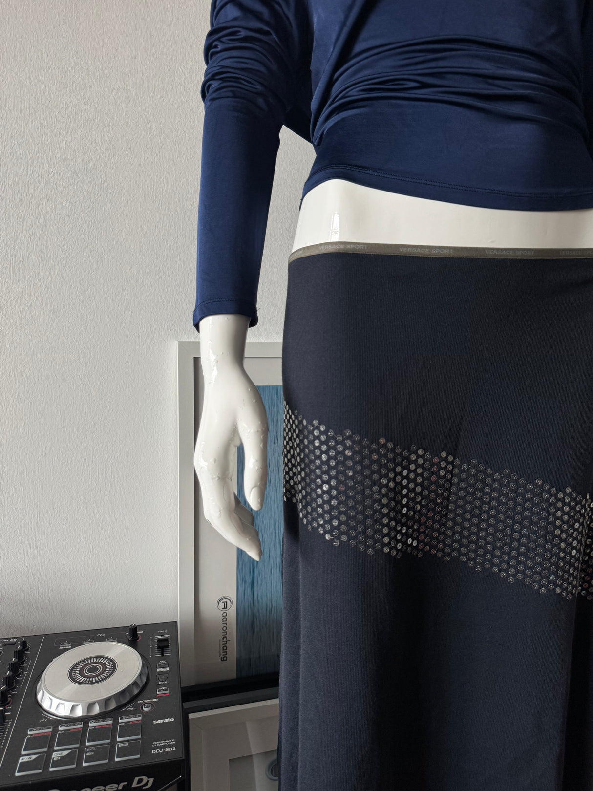 VERSACE SPORT Knit and Sequin Midi Skirt