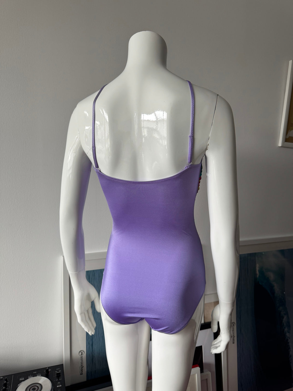 Purple Floral Print One-Piece Swimsuit