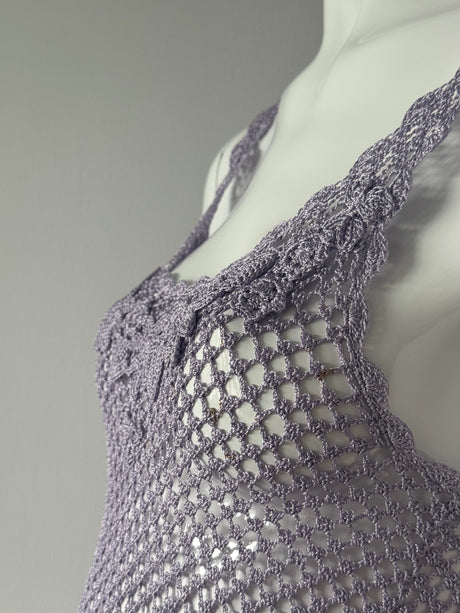 Lavender Crochet Knit Sleeveless Top