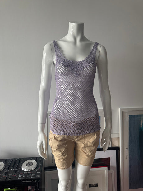 Lavender Crochet Knit Sleeveless Top