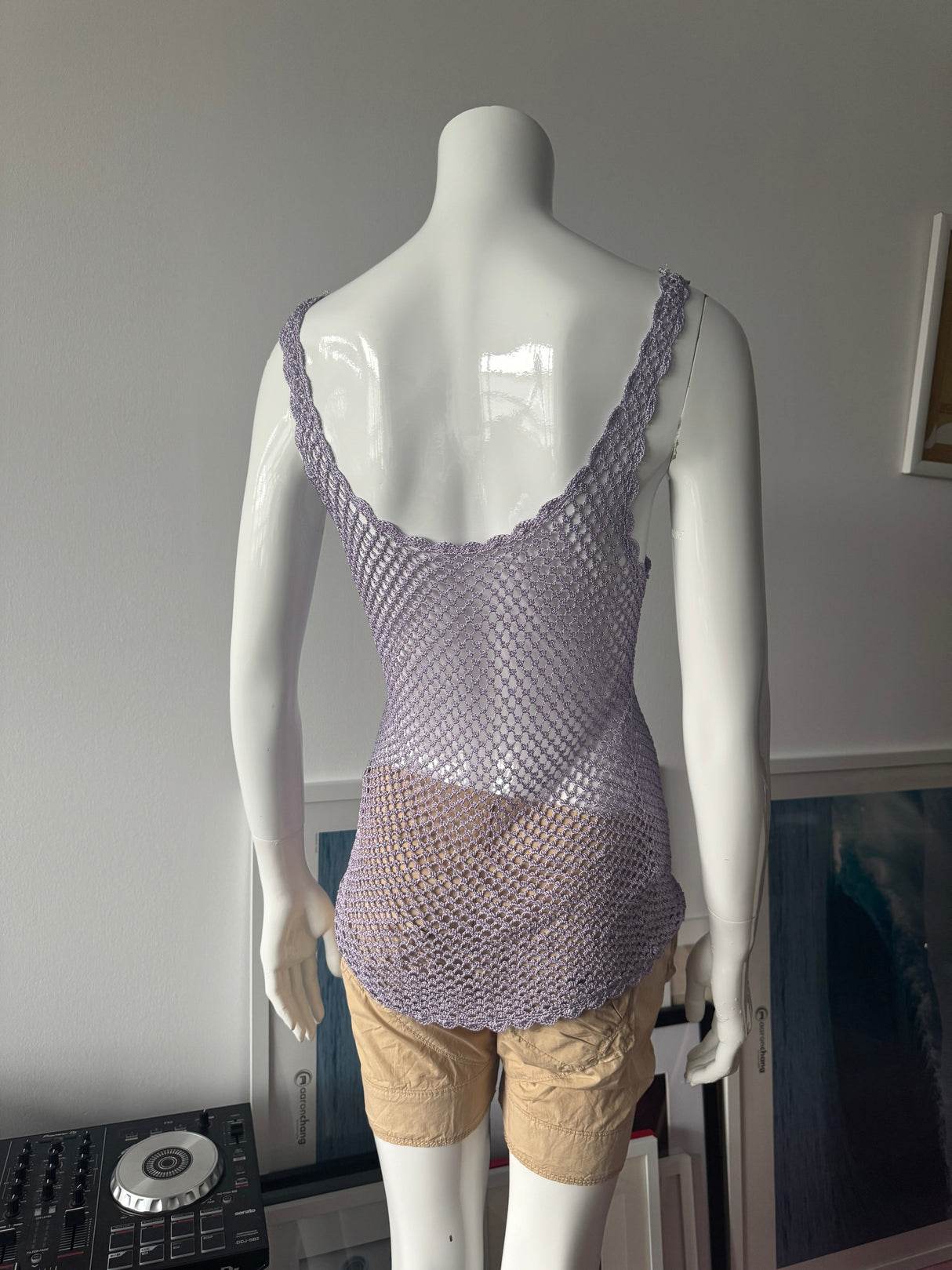 Lavender Crochet Knit Sleeveless Top