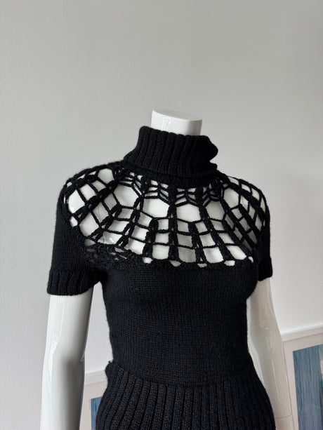 CATHERINE MALANDRINO Black Alpaca Short Sleeve Sweater