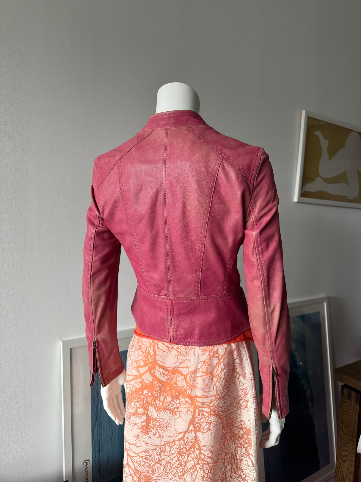 DKNY Pink Faded Leather Jacket