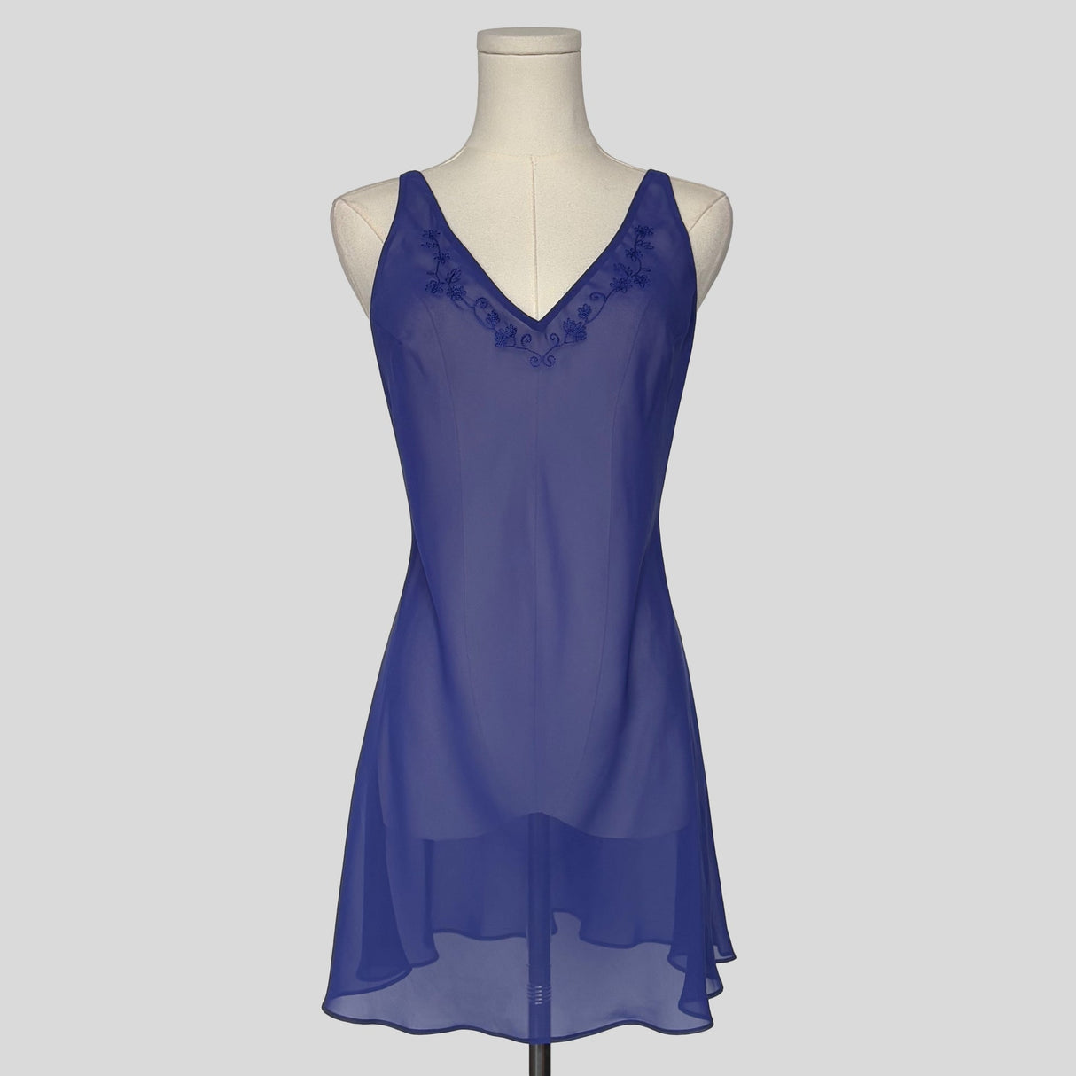 Electric blue sheer embroidered slip dress