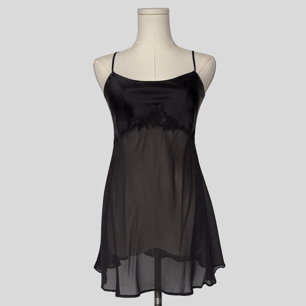 Sheer floral embroidered babydoll dress