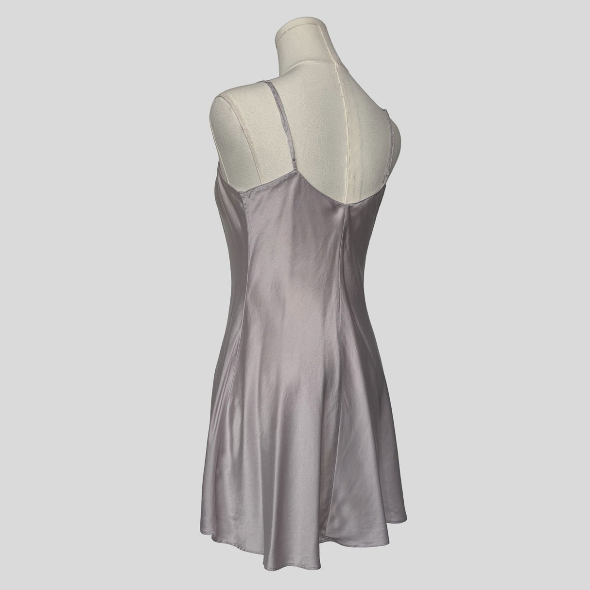 Silk slip dress in pastel lilac