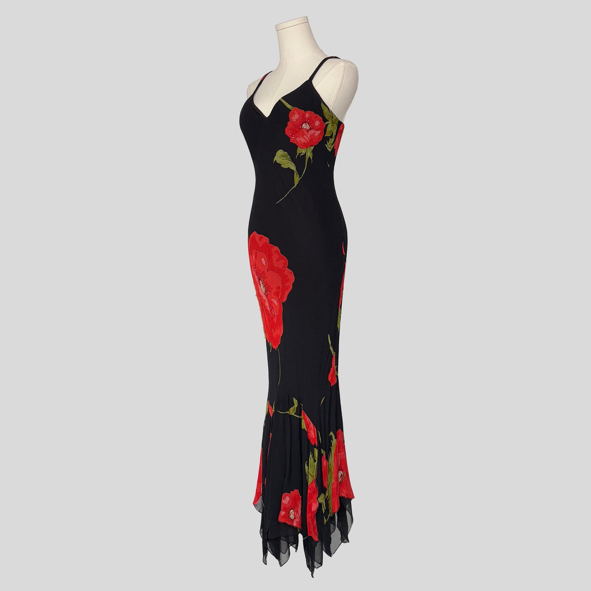 Floral handkerchief hem gown