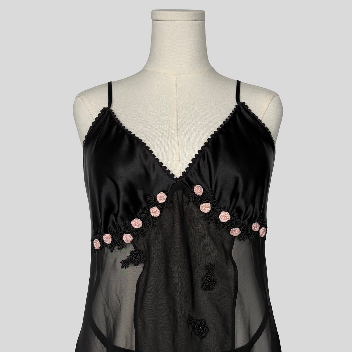 Rosette embellished babydoll dress with matching panties