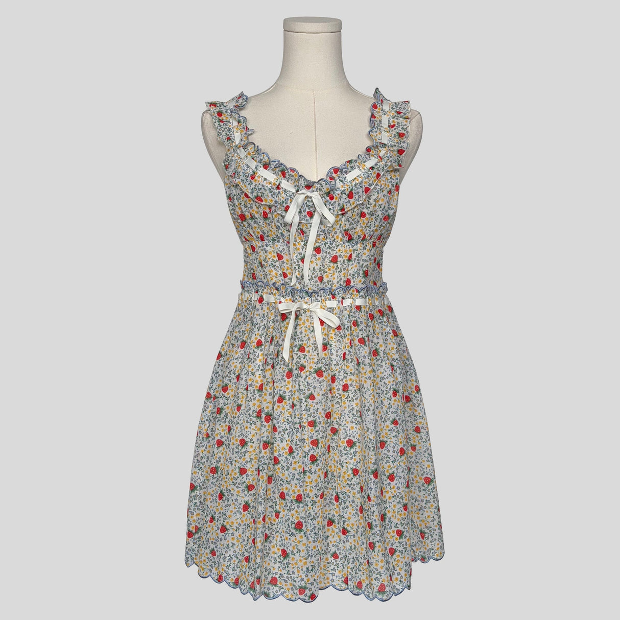 Strawberry kiss ribbon trim slip dress