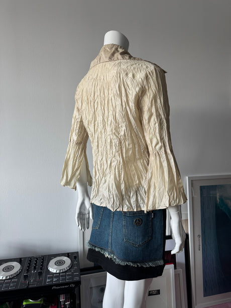 Beige Crinkle Button Up Shirt